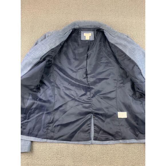 J.Crew Schoolboy Womens Jacket Size 8‎ Blue 100% Cotton Pockets Front Buttons - Picture 3 of 9